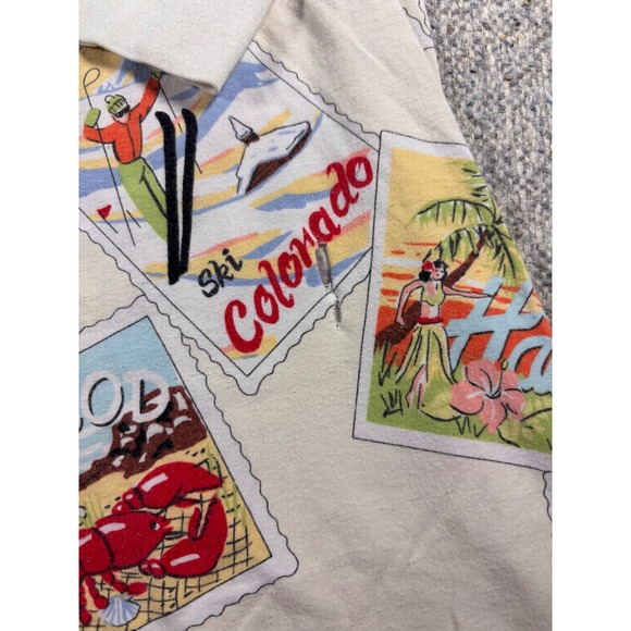 Nick & Nora XL Lounge Dress Landmarks Postcards Print Long Sleeve - Picture 2 of 5